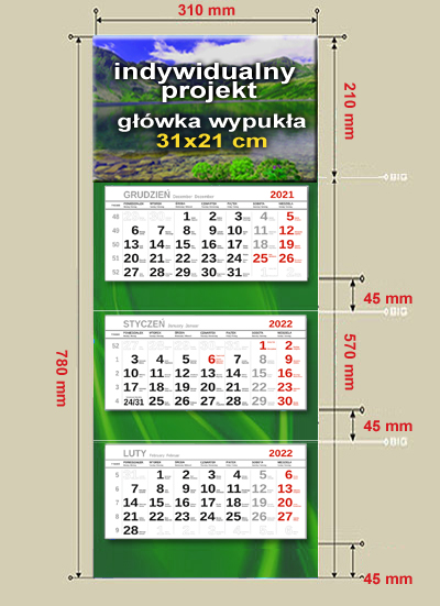 kalendarze trójdzielne lux II