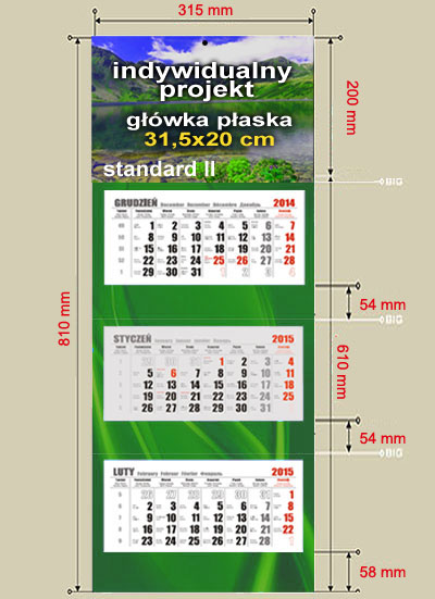 kalendarze trójdzielne lux II